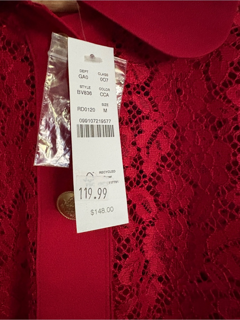 J.Crew NWT Red Lace Button Front Jacket with Matching Slip Cami | Size Medium - Picture 7 of 7